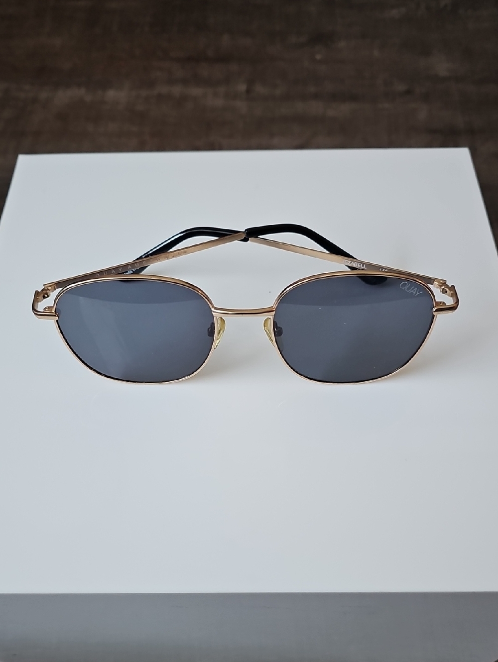 Quay Australia Gold Frame Black Lens Sunglasses